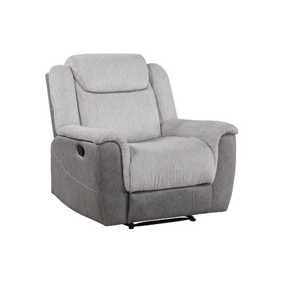 Feo Manual Reclining Chair With Pull Tab, White Gray Microfiber