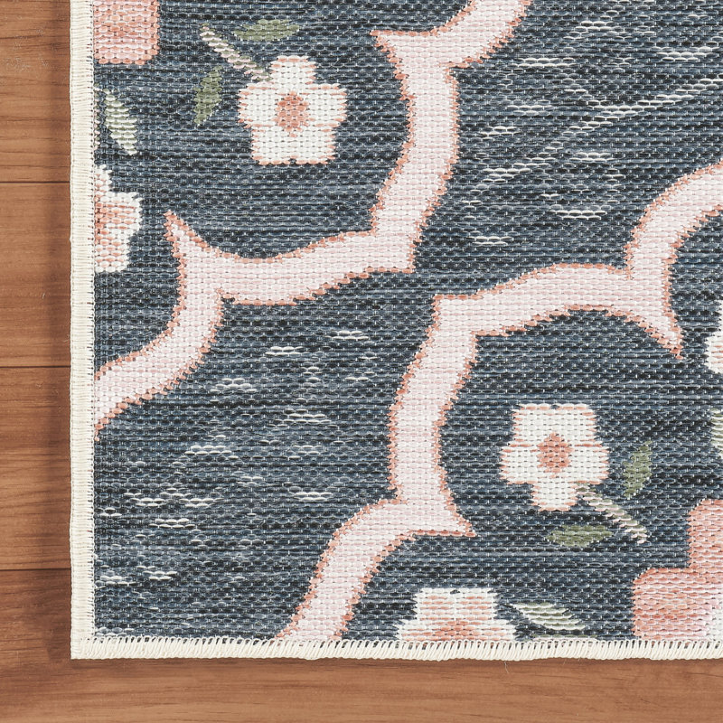 Laura Ashley Doreen Indoor Outdoor Area Rug, Navy/Beige, 5' x 7'