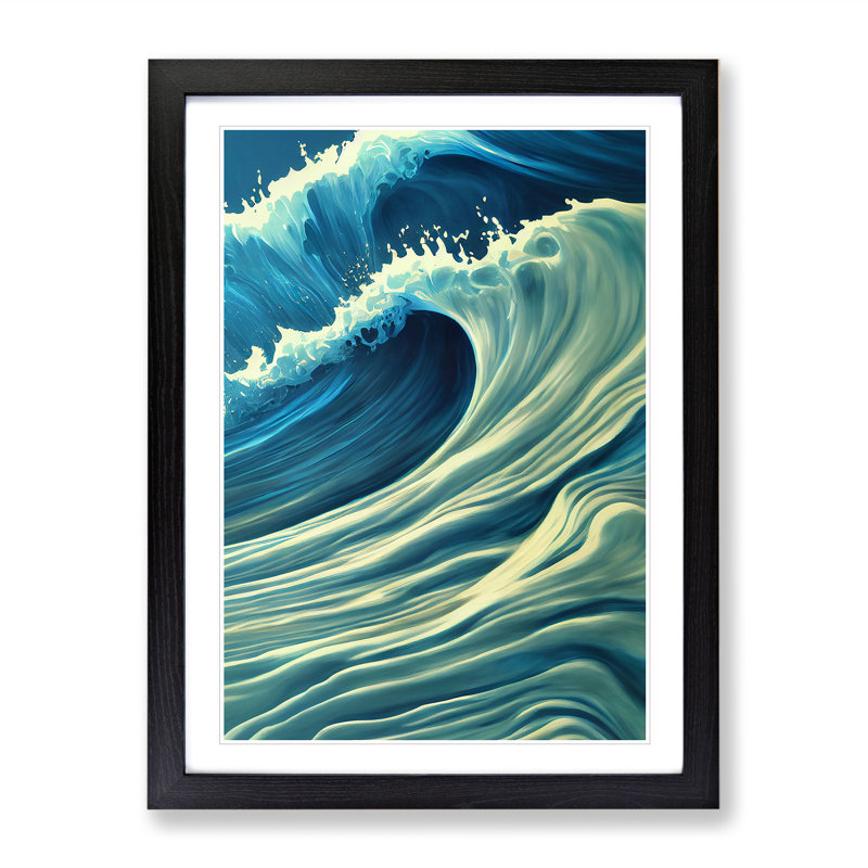 Ocean Wave No.1 - Wall Art, 64cm H x 46cm W x 2cm D, Black  Framed