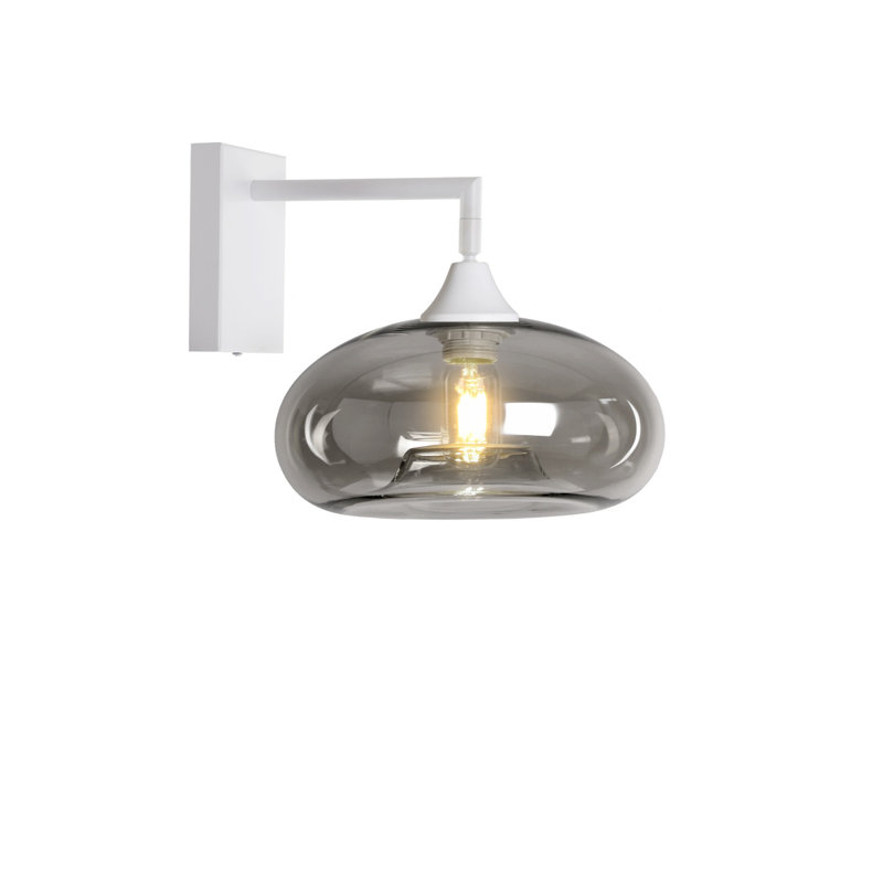 Bonifacio Armed Sconce, White, Smoke