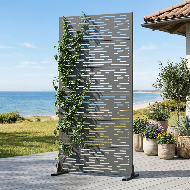 Paravent d'extérieur en métal H 6 pi x l 3 pi Fertel, Gris