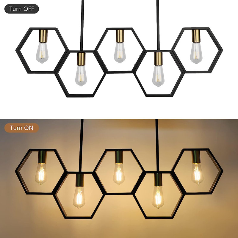 5 - Light Black/Gold LED Geometric Pendant