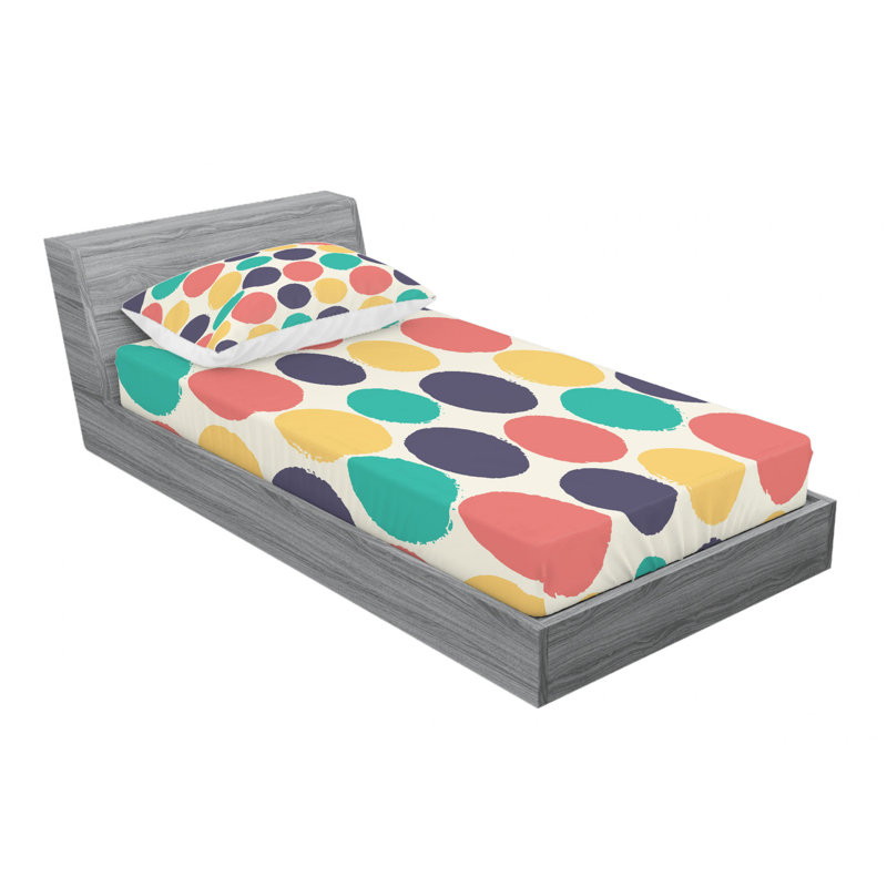 Microfiber Polka Dots Sheet Set, Twin Sheet Set with Fitted Sheet