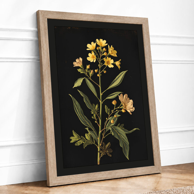 Golden Study Botanical - Framed Print, A1 - 84.1 x 59.4 cm, Oak