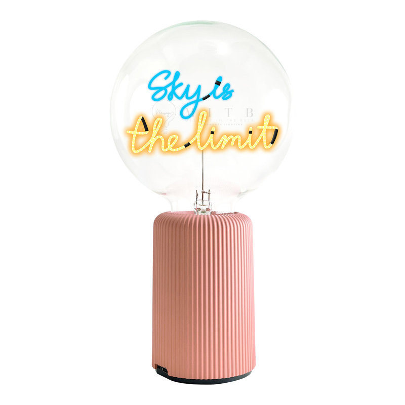 Ampoule SKY EST LA LIMITE Bleu / ambre avec lampe de table portative Pop Nomad rose, H 19 po x l 4,92 po x P 13 po, Rose