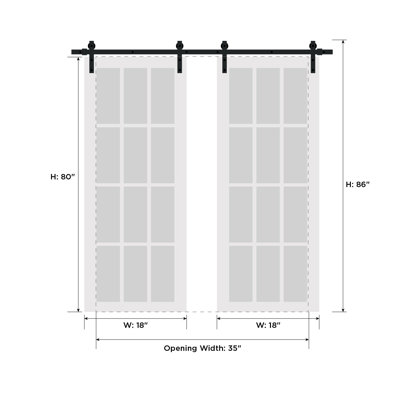 Modern Double Barn Door - ESSENTIAL 8002 - 13FT Rail Track Set - Solid Panel Interior Doors