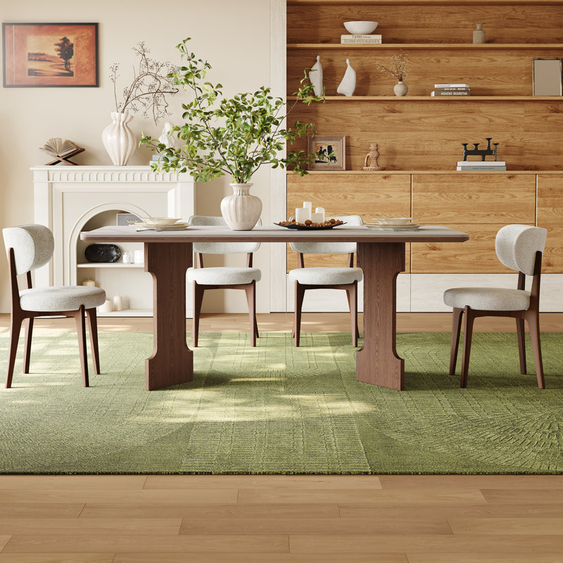 70.87" Sintered Stone Dining Table for 6 with Solid Wood Streamline Base