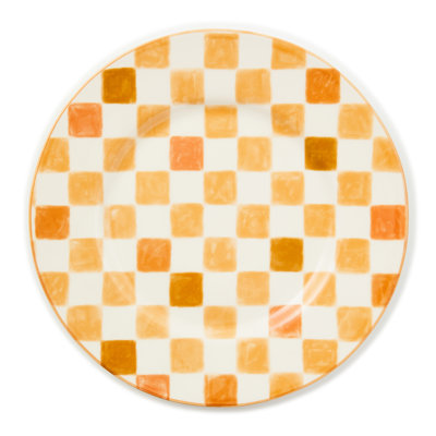 Pink Check Dinner Plate