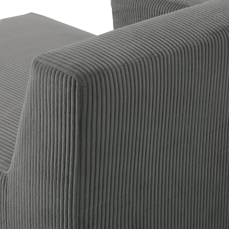 Chaise longue simple en velours côtelé Berlare, Gris