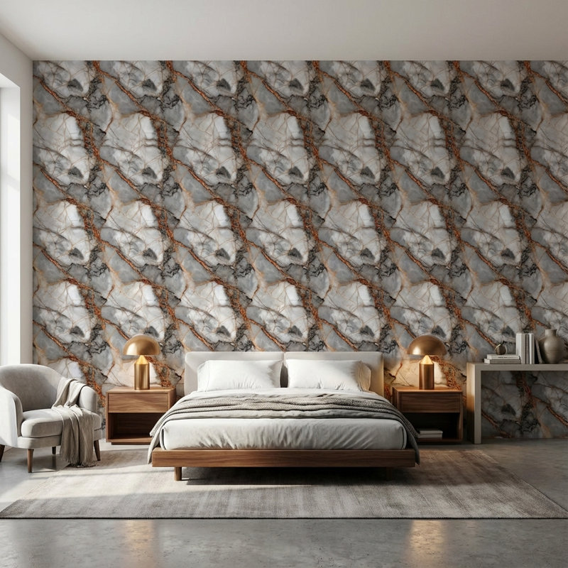 Marble Wallpaper Veining Gray Wall Mural