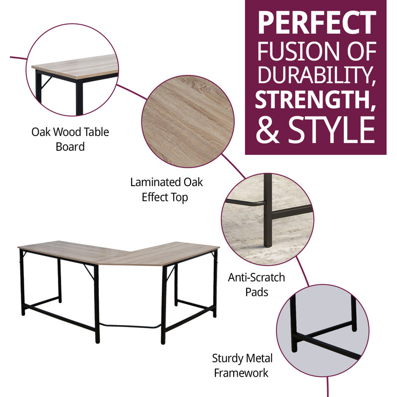 Jazmyne L-Shaped Metal Base Executive Desk