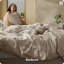 Ensemble de housse de couette en coton 100% coton à tissage flammé très grand avec literie de style lin, facile à changer, ensemble de literie 3 pièces, gris lin tanné, 104 po x 90 po-116855427