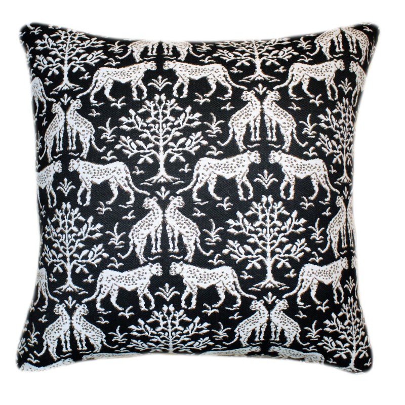 Sunbrella® Outdoor Throw Pillow, Square, Black/White, 20" H x 20" W