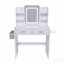 Coiffeuse à miroir à DEL avec lumières pour femmes et filles - bandes lumineuses réglables 3 couleurs, 2 grands tiroirs, support pour séchoir à cheveux et sac de rangement non tissé, mobilier de bureau de maquillage