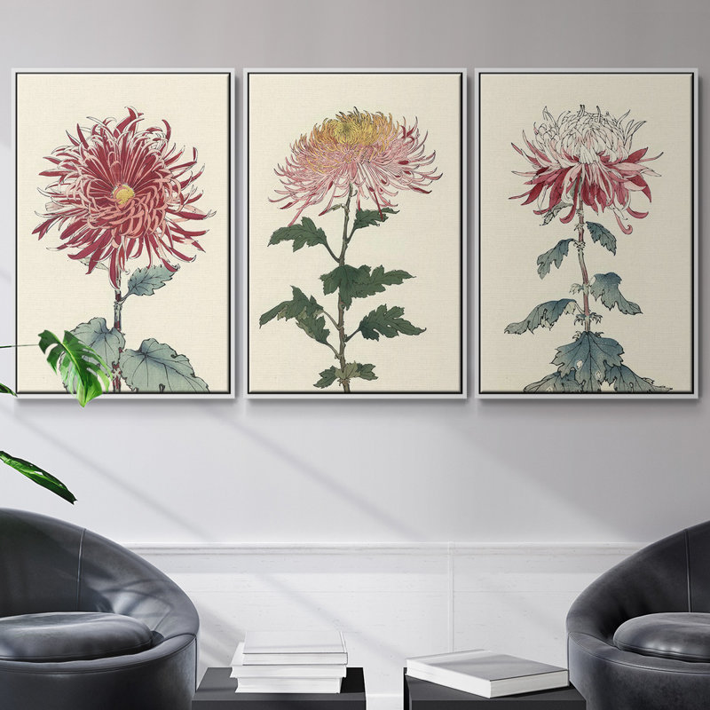 " Antique Turpin Botanical VII " 3 - Pieces, White, 27" H x 54" W