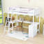 Lit mezzanine simple en bois avec bureau intégré et tablettes-204804742