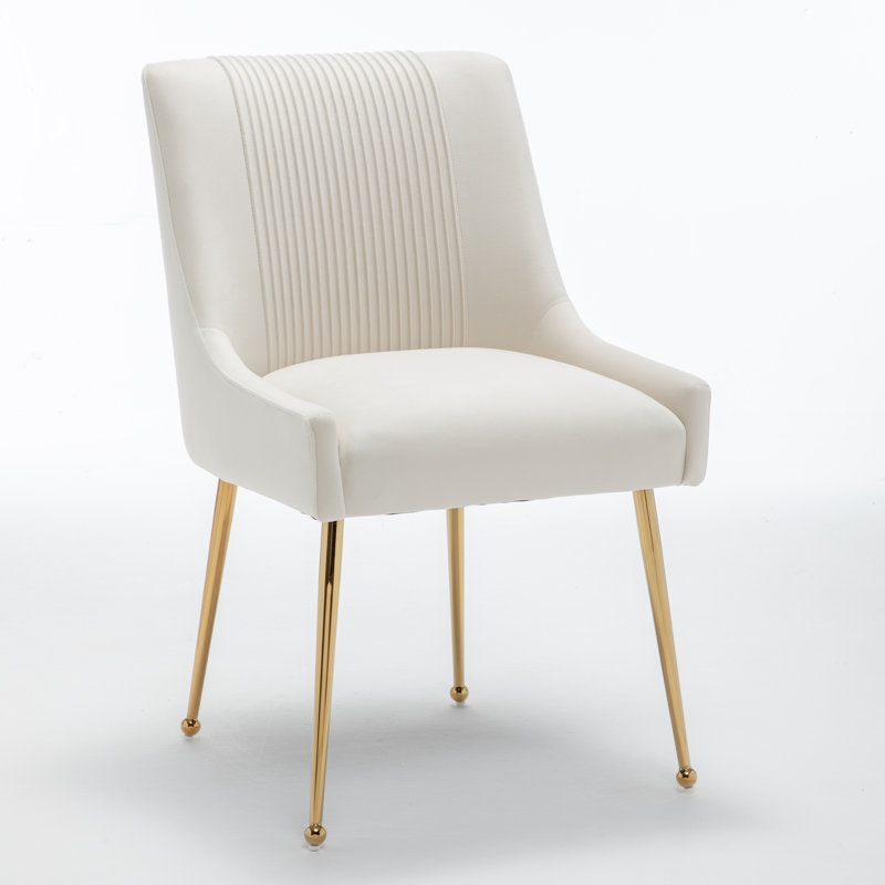 Elian Velvet Side Chair Dining Chair, Beige