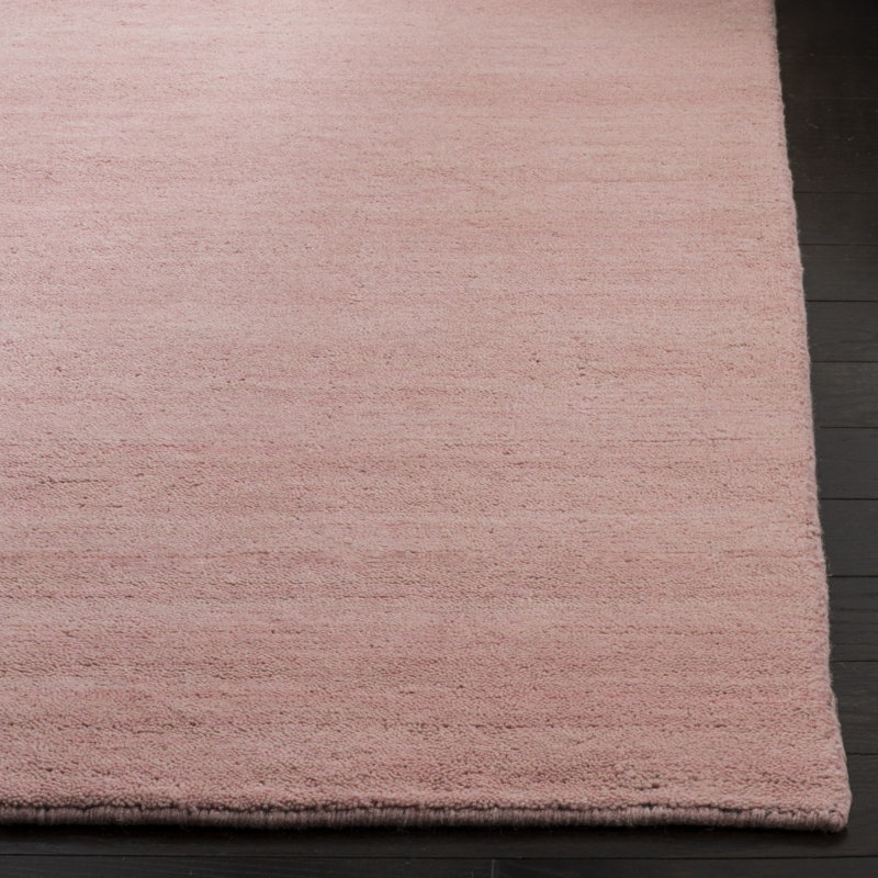 Tapis de couleur unie en laine / coton tissé à la main Ewen, Carré 6 pi