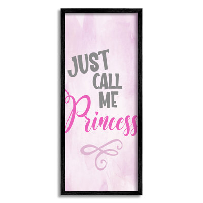 Stupell Industries Ba-895-framed Pink Call Me Princess By Kim Allen Single Picture Frame Print On Canvas In Midnight Black Framed Giclee