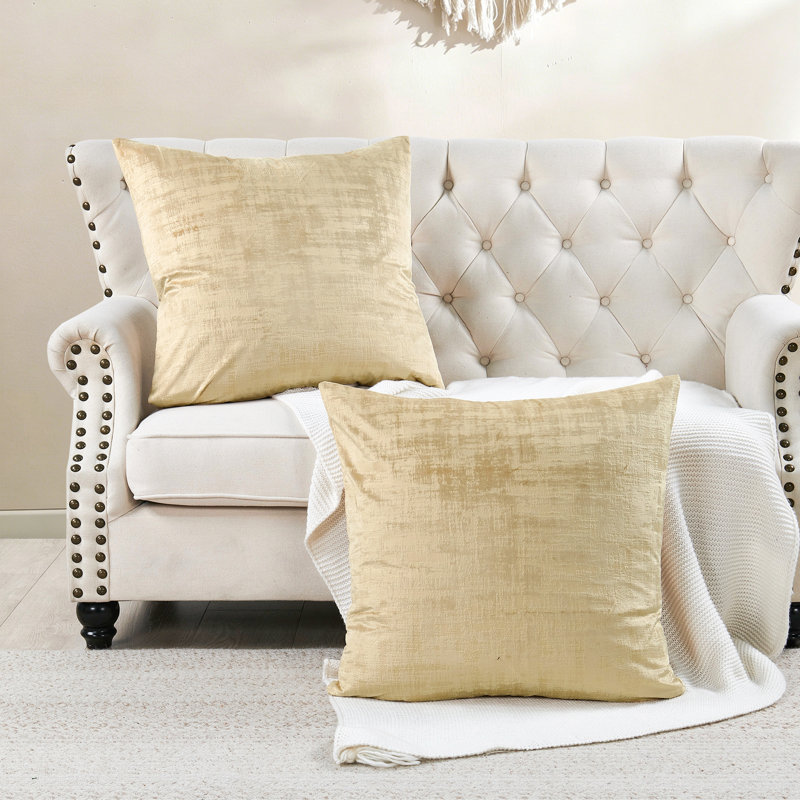 Textured Velvet Euro Reversible Pillow Cover, Almond Buff
