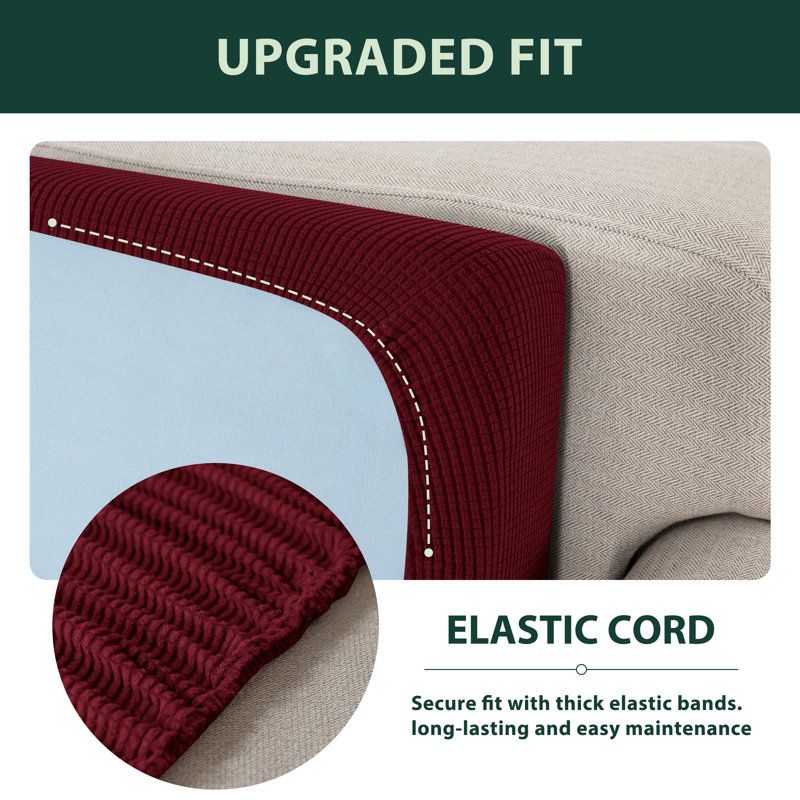 Stretch Box Cushion Armchair Seat Slipcover, Wine