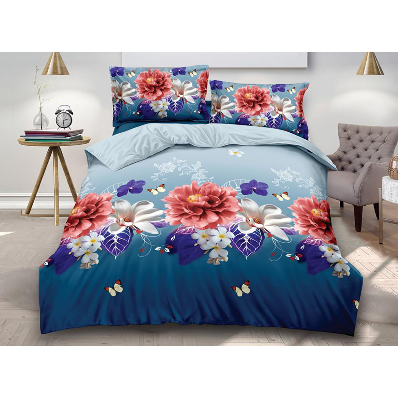 Warriedar Microfiber Floral Duvet Cover Set with Pillowcases, Super King - 2 Standard Pillowcases