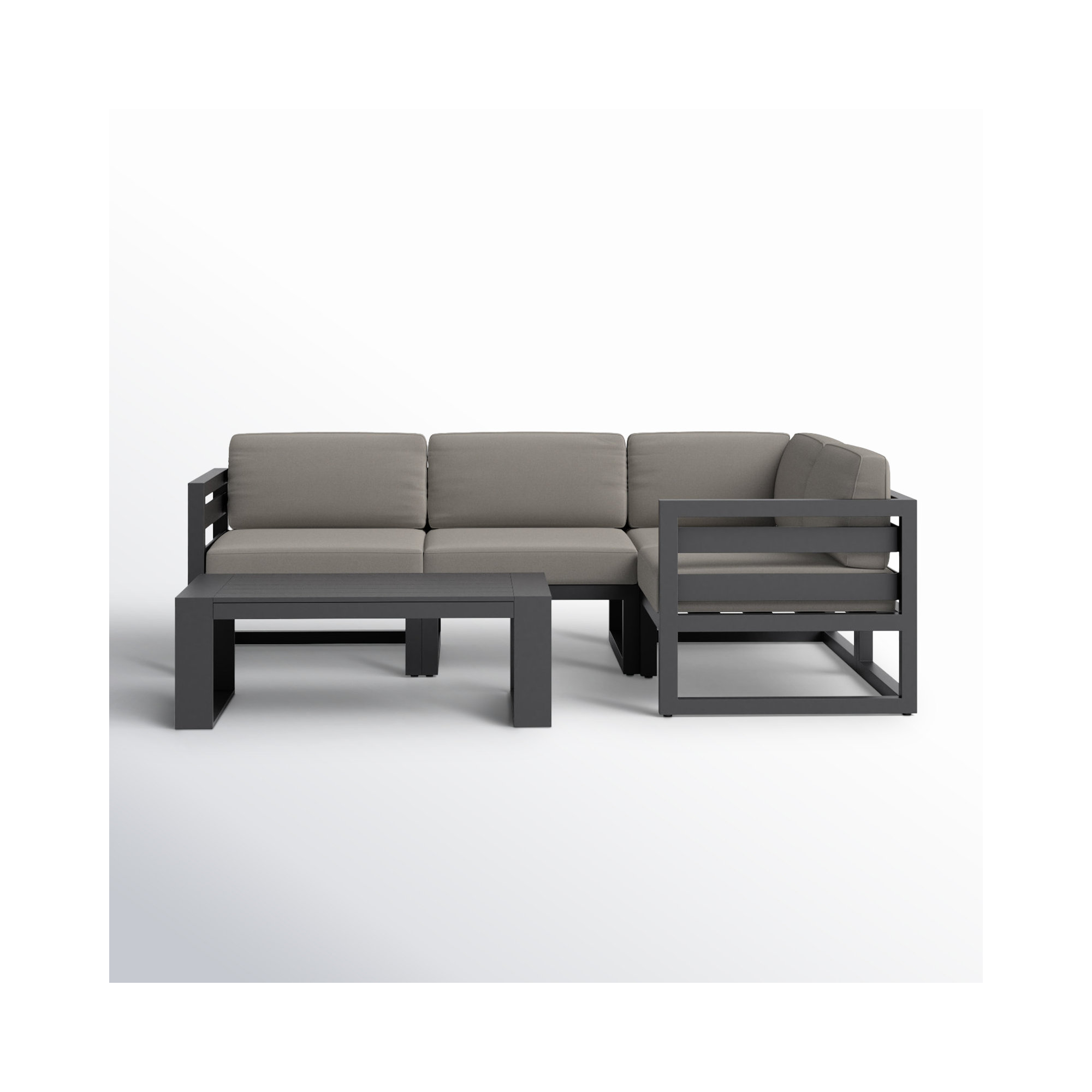 Smith 5 Piece Sectional Seating Group with Sunbrella® Cushions, Canvas Charcoal, Slate