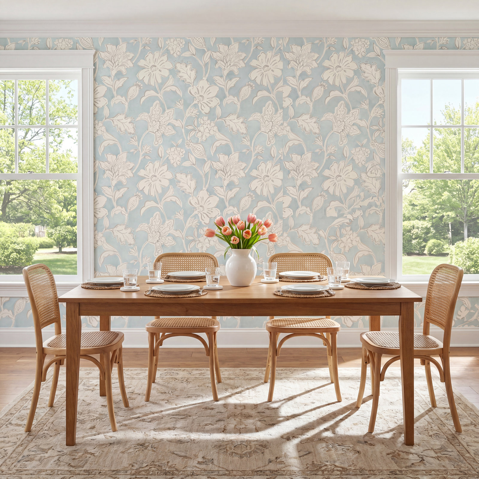 Chelsea Floral Wallpaper, Aqua