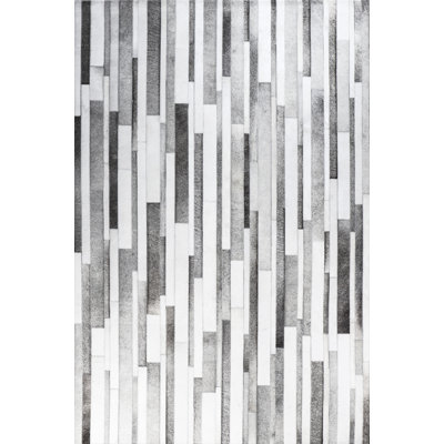Tapis rectangulaire unique en cuir de vache Liyan