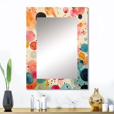 Colorful Mid Century Colorful Contrasts II - grand miroir mural Mid-Century abstrait, miroir unique moderne Mid-Century, impression sur métal