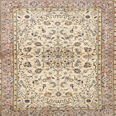 Laine tissée à la machine de style oriental/polyester beige/rose clair Tapis décoratif