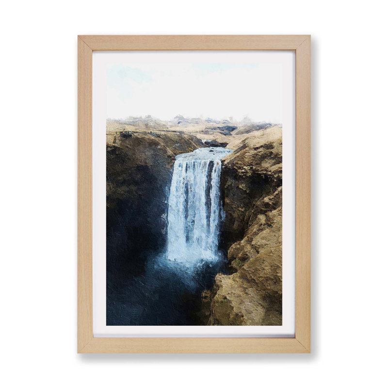 Skogafoss Waterfall Iceland - Framed Print, Oak, 45cm H x 63cm W x 2cm D