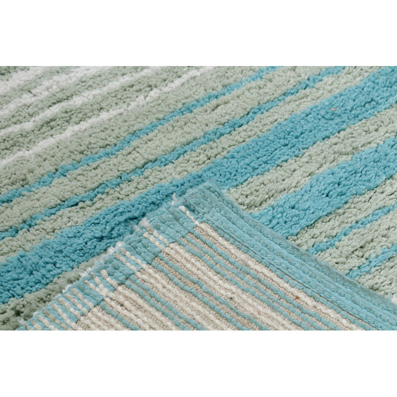 Griffie Plush 100 % Cotton Bath Rug, Single - 21" L x 34" W, Turquoise