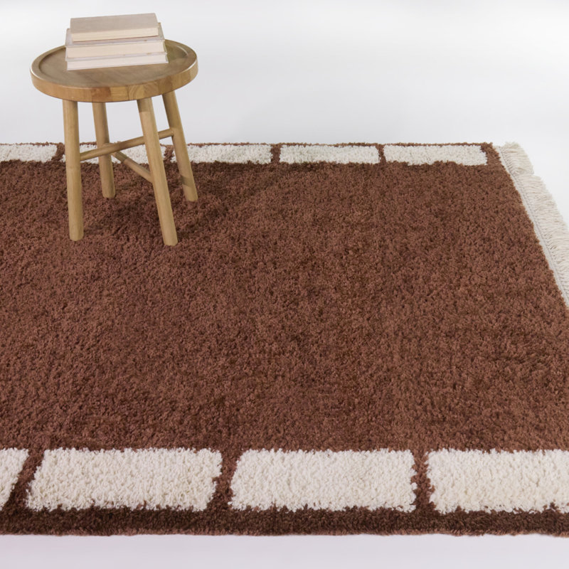 Tapis à bordure géométrique Rosado, Rectangle 5 pi 3 po x 7 pi