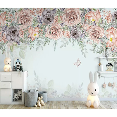 Papier peint texturé amovible floral foncé