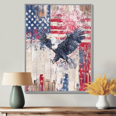 Drapeau patriotique de Djenabou, aigle et drapeau américain, paysage I - aigle, art mural