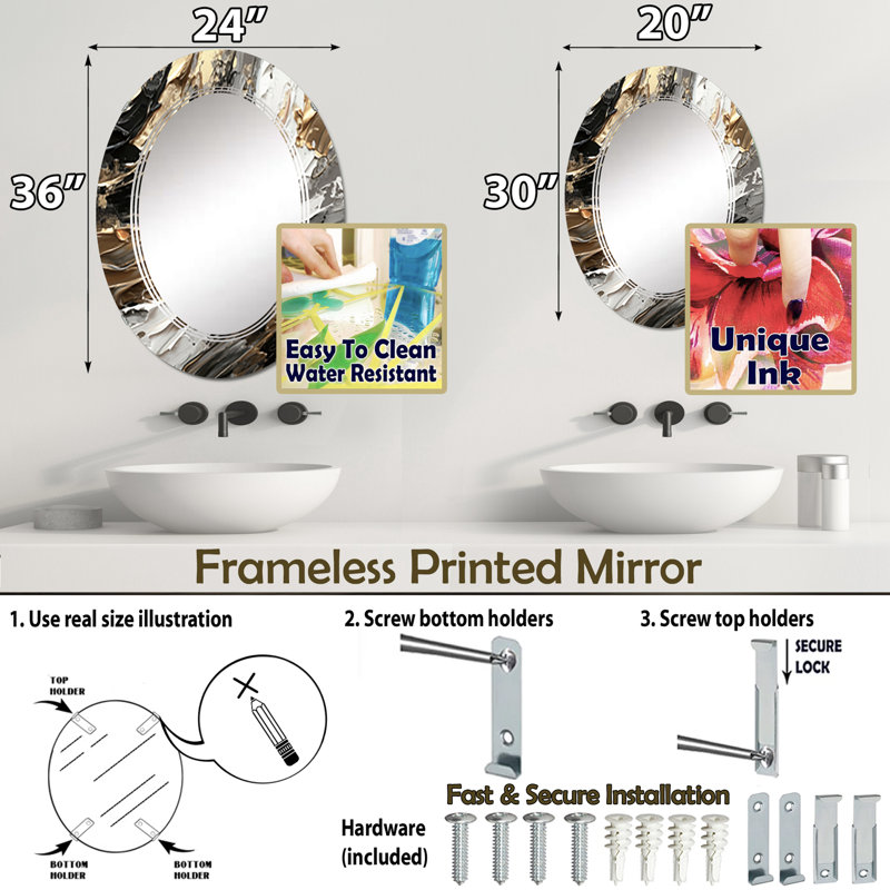 Miroir mural Zynae, 30 po x 20 po