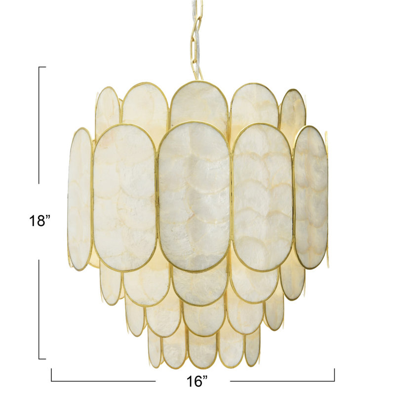 Abbington Gatsby 4-Tier Capiz and Metal Chandelier, Gold