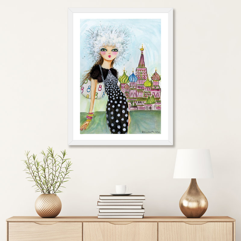 Art de Moscou, H 32 po x l 24 po x P 1 po, Papier avec cadre blanc