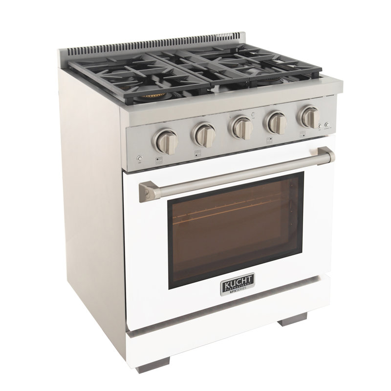 30 in. 4.2 cu. ft. Natural Gas Range and Convection Oven in Light Blue with True Simmer Burners, Liquid Propane, White
