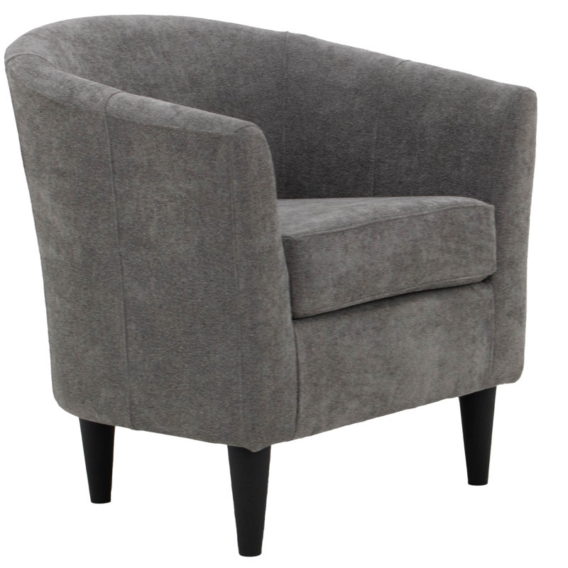 Fauteuil demi-tonneau l 31,5 po Kronos, Polyester ardoise Chloe, Noir