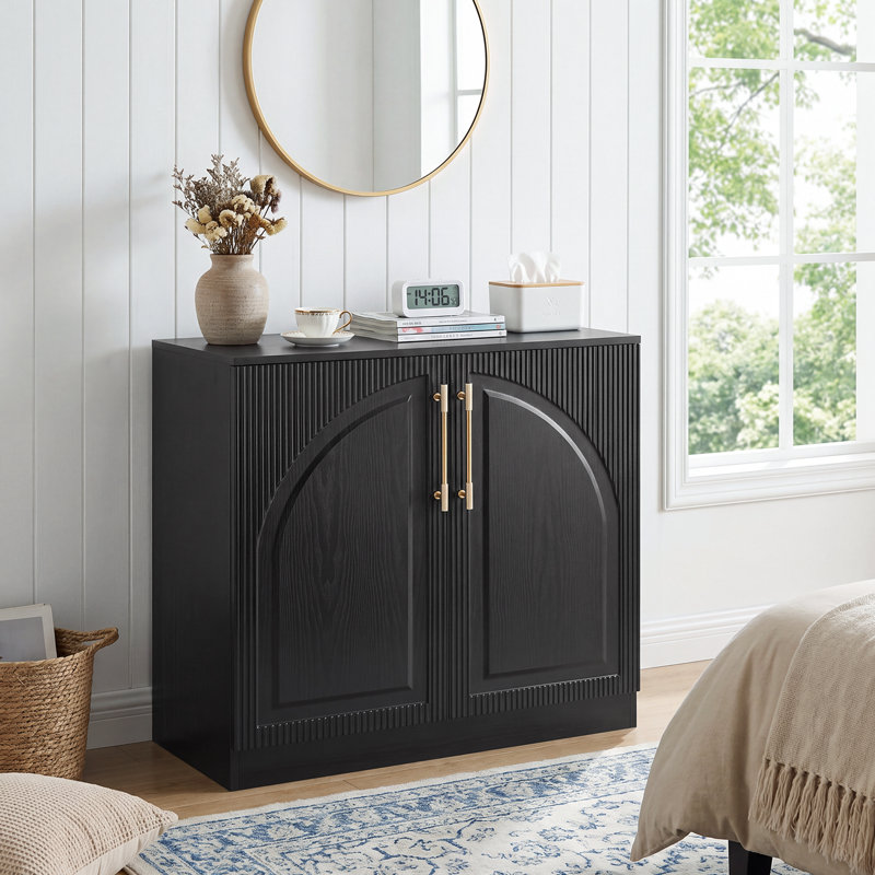 Buffet moderne de 80 cm avec rangement, meuble-bar à café cannelé, buffet arqué, console moderne pour salle à manger, cuisine, salon