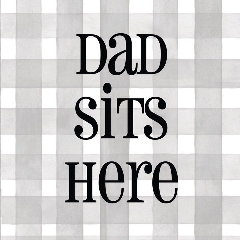 Dad Sits Here Grey Check - Wrapped Canvas Square Print, 30cm H x 30cm W x 3.8cm D