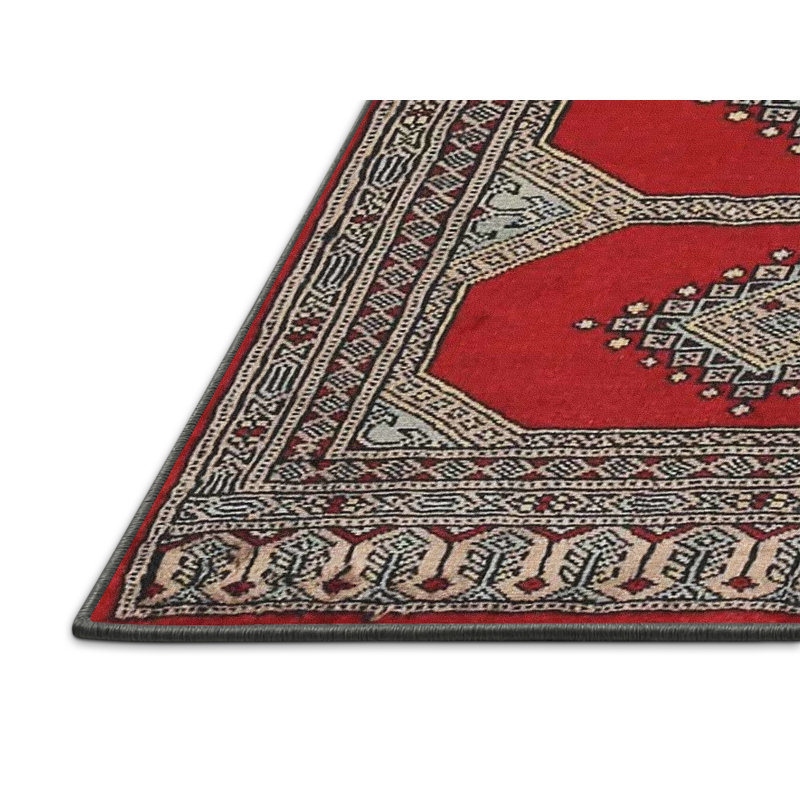 Tapis rouge/rose/brun traditionnel, Rectangle 5 pi x 7 pi