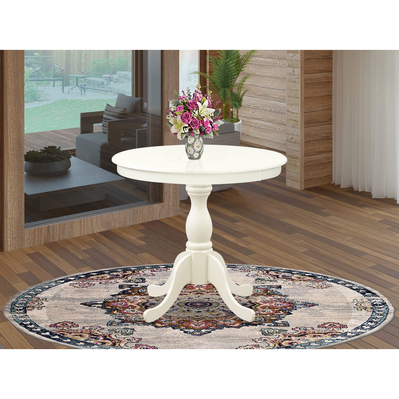 Table de salle à manger Antique Antique Modern, Blanc lin, Lin blanc, H 30 po x l 36 po x P 36 po