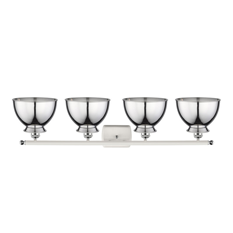 Éclairage pour meuble-lavabo à intensité variable à 4 lumières Arev, Ampoule non incluse, Chrome poli, Blanc