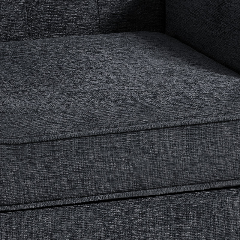 Duward Upholstered Black Blue Button Tufted Wingback Accent Chair with Rolled Arm and Thick Padded Cushion