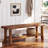 Farmhouse Solid Wood Entryway Shoe Bench, 2-Tier Storage Bench With Lower Storage Shelf For Entrance, Entry Way
