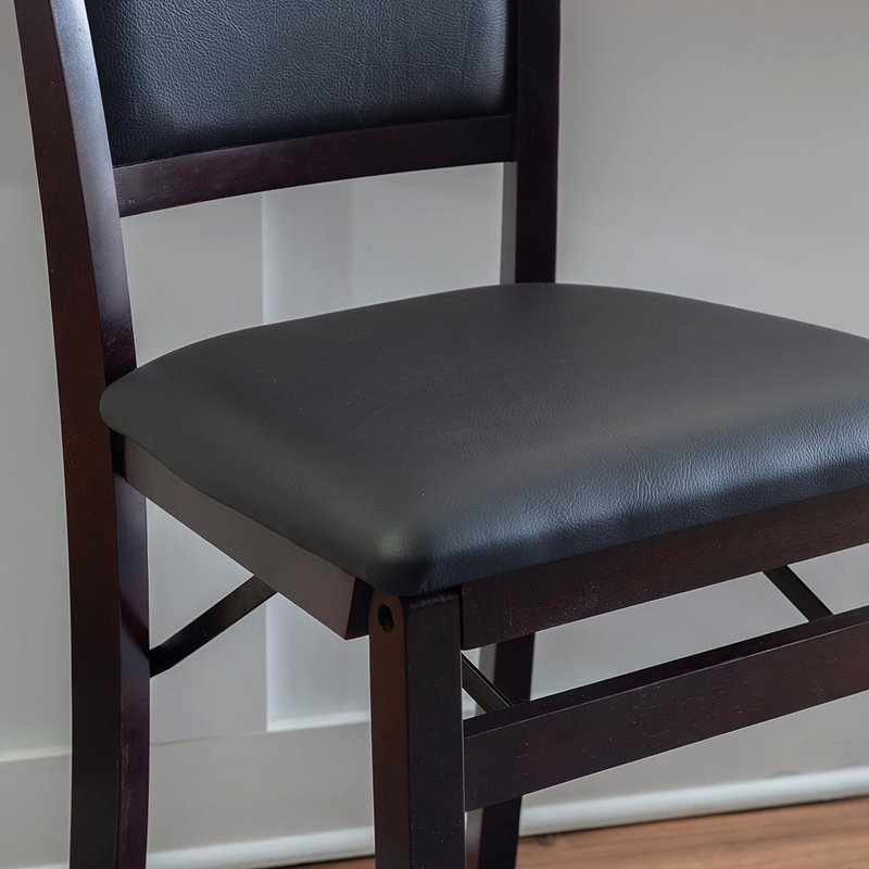 Tabouret de comptoir / de bar pliable Phaedra avec siège et dossier rembourrés, Similicuir espresso