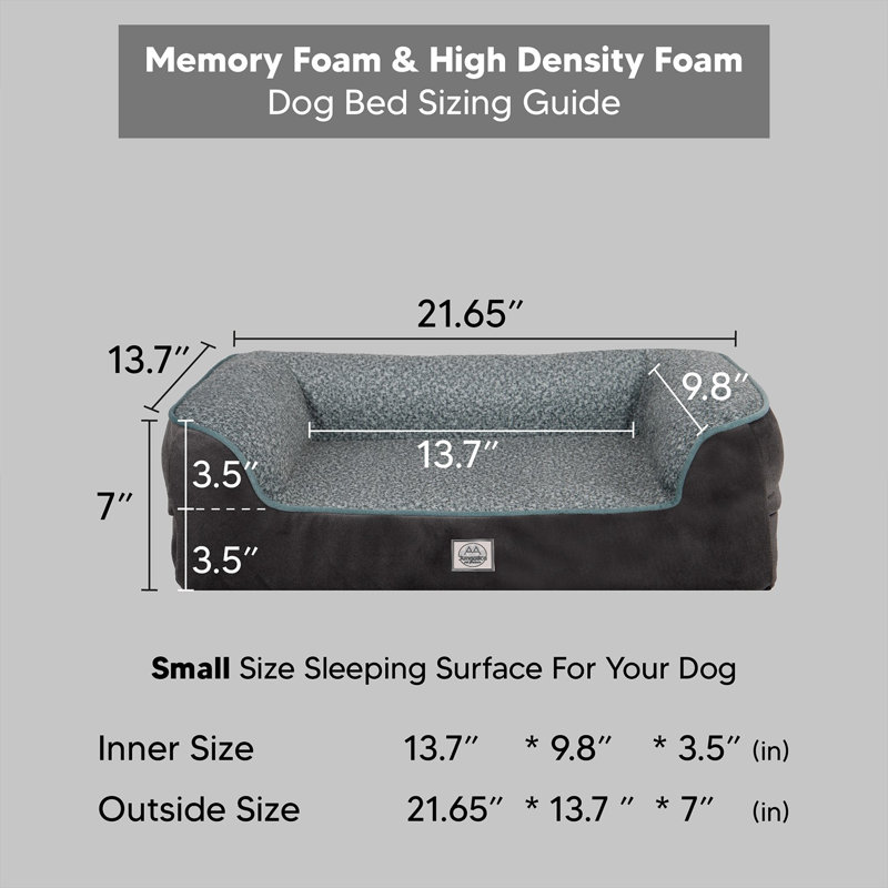 Jungolica Orthopedic Pet Bed, 55cm H x 35cm W x 18cm D, Teal/Grey